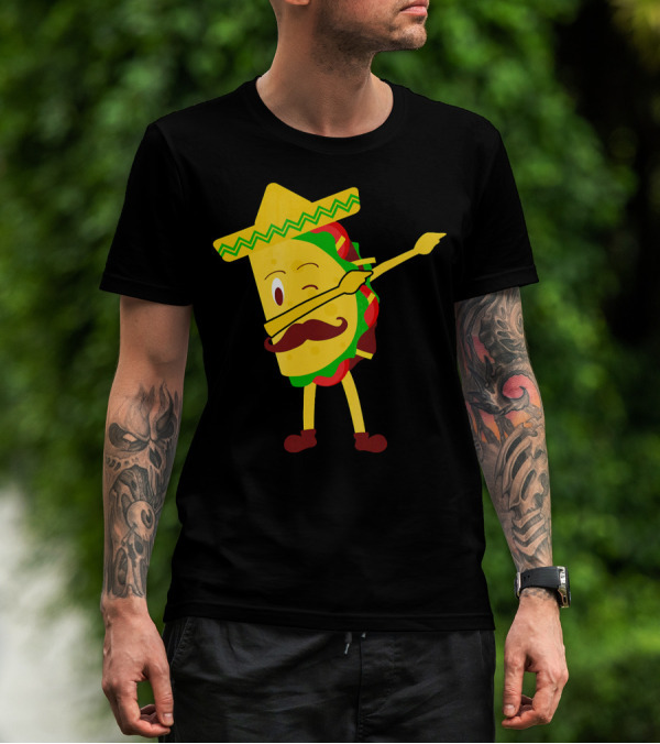Taco Taco Lover Dabbing Sombrero Mustache T-Shirt