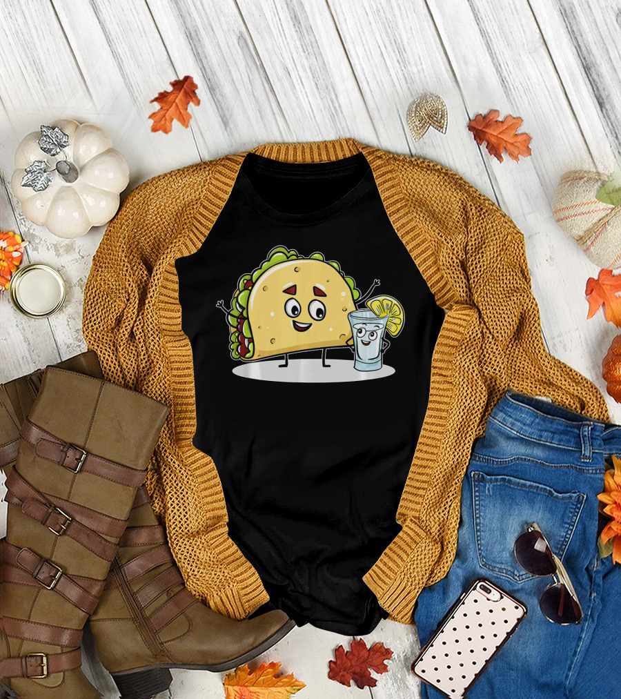 Kawaii Style Taco and Tequila Best Friends with Lemon Slice T-Shirt