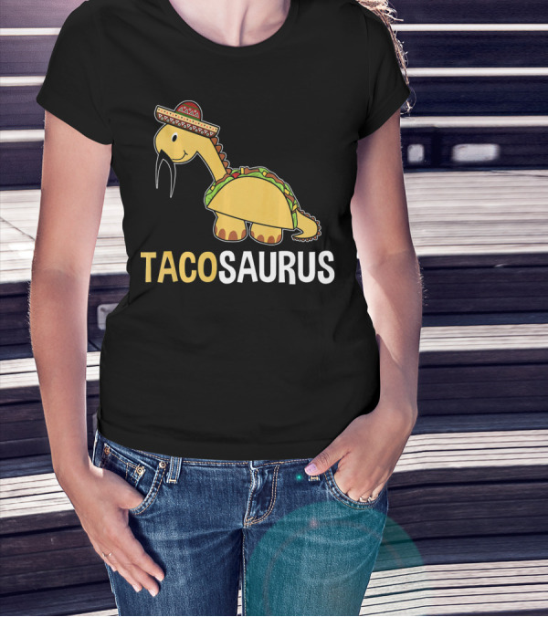 Tacosaurus Dinosaur Wearing Sombrero T-Shirt