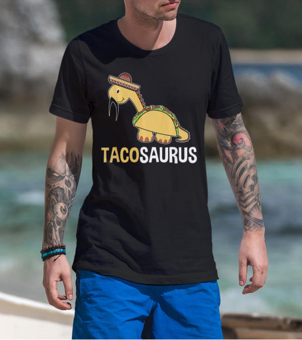 Tacosaurus Dinosaur Wearing Sombrero T-Shirt