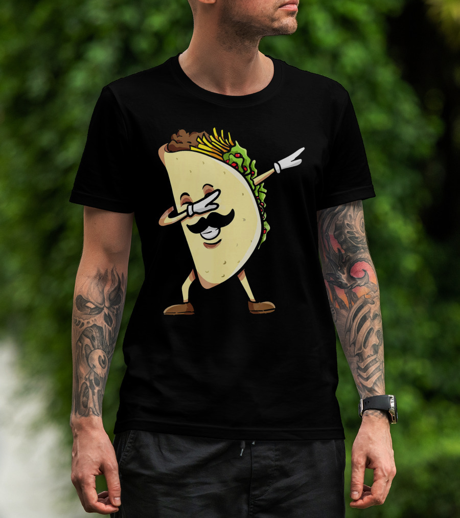 Dabbing Taco Mexican Food Lover With Mustache Dancer T-Shirt