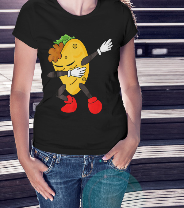 Dabbing Taco Funny Taco Lover Character With Red Shoes T-Shirt