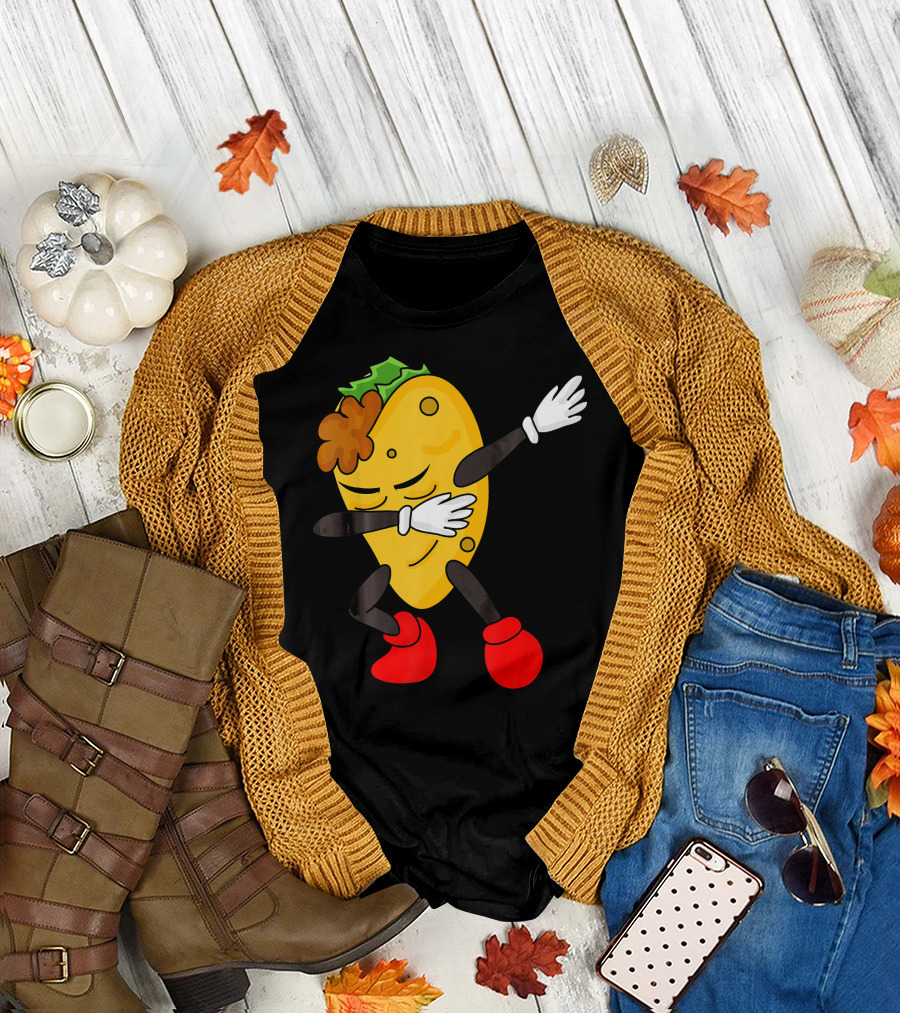 Dabbing Taco Funny Taco Lover Character with Red Shoes T-Shirt