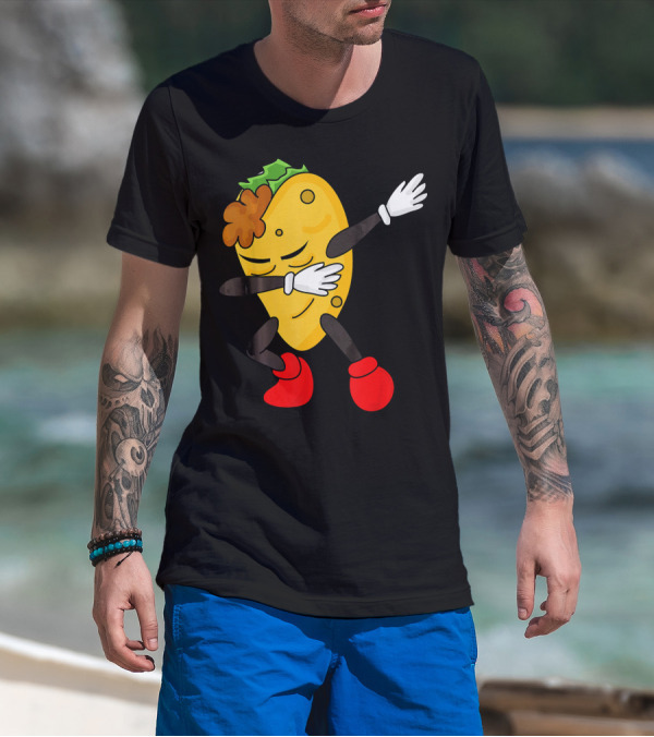 Dabbing Taco Funny Taco Lover Character With Red Shoes T-Shirt