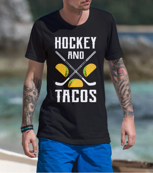 Hockey And Tacos Crossed Sticks And Tacos T-Shirt