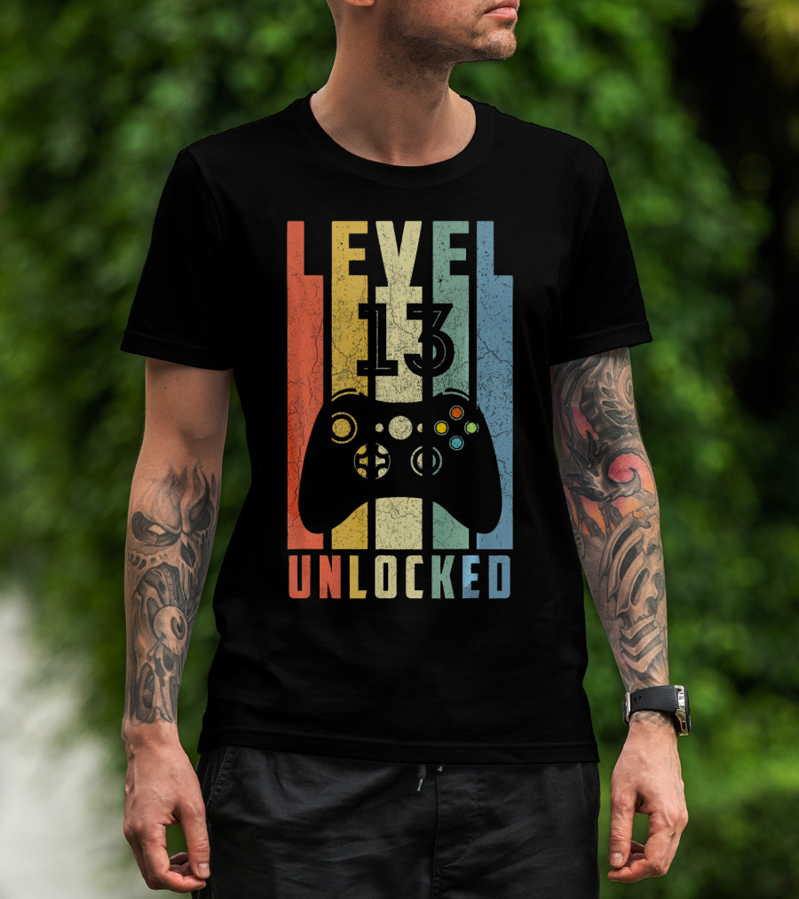 Level 13 Unlocked Video Game Controller Vintage T-Shirt