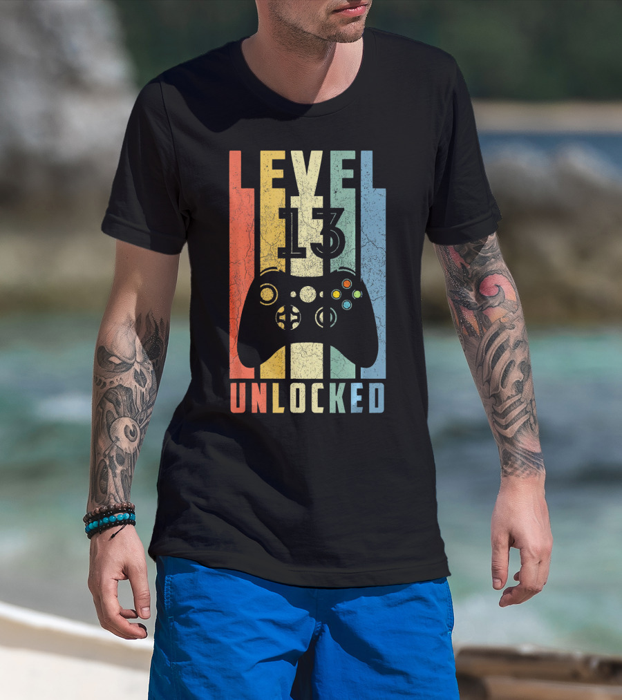 Level 13 Unlocked Video Game Controller Vintage T-Shirt