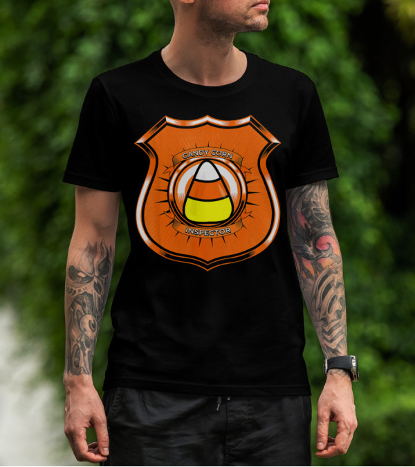 Candy Corn Inspector Police Badge Emblem T-Shirt