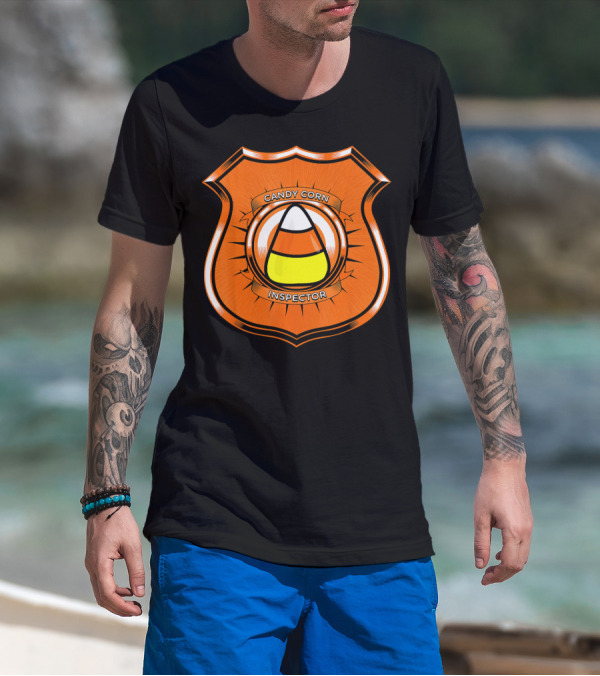 Candy Corn Inspector Police Badge Emblem T-Shirt
