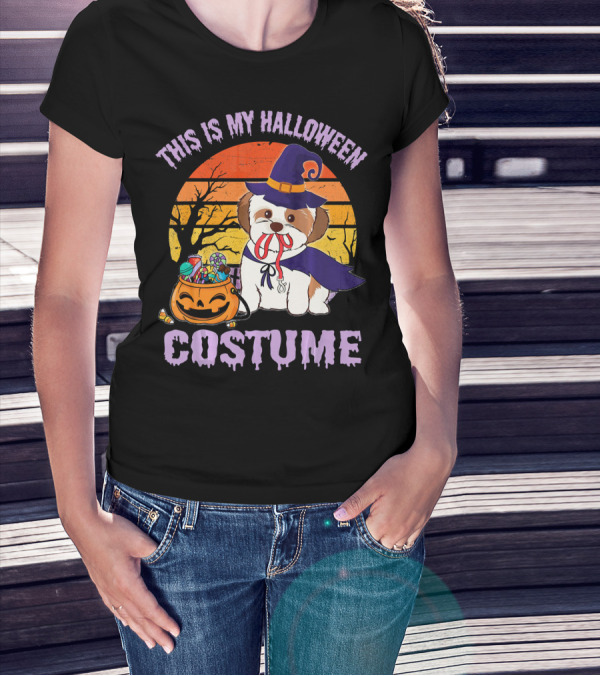 This Is My Halloween Costume Shorkie Dog Witch Pumpkin Candy T-Shirt