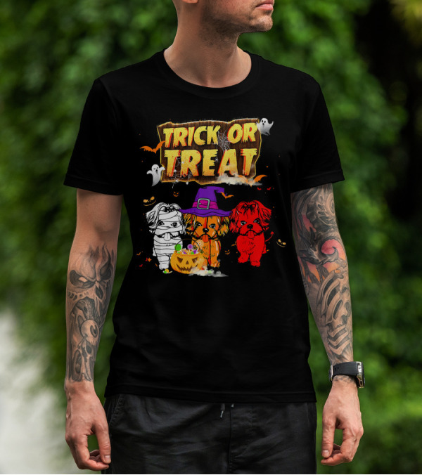 Trick Or Treat Three Shih Tzu Pumpkin Ghosts T-Shirt