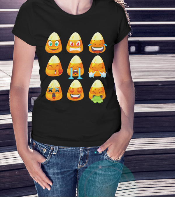 Candy Corn Emoticons Love Faces Expressions T-Shirt