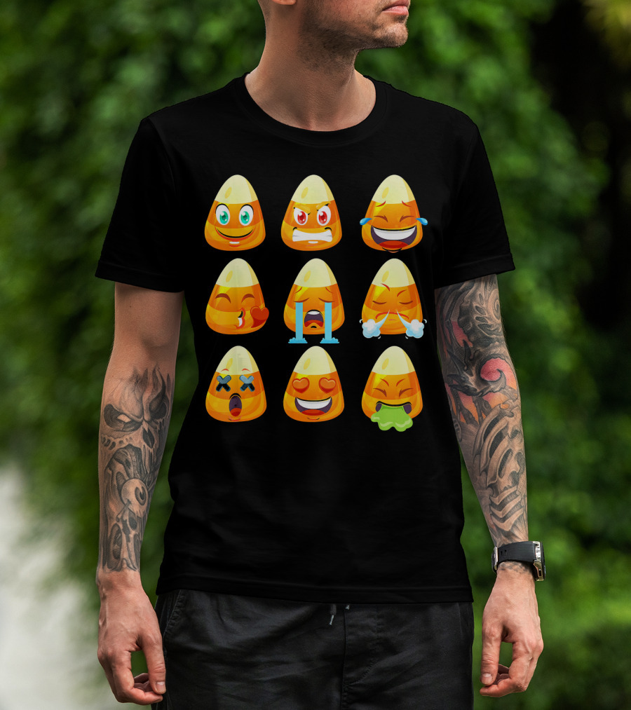 Candy Corn Emoticons Love Faces Expressions T-Shirt