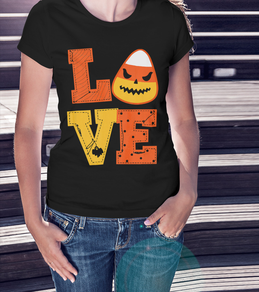 LOVE Candy Corn Halloween Pumpkin T-Shirt