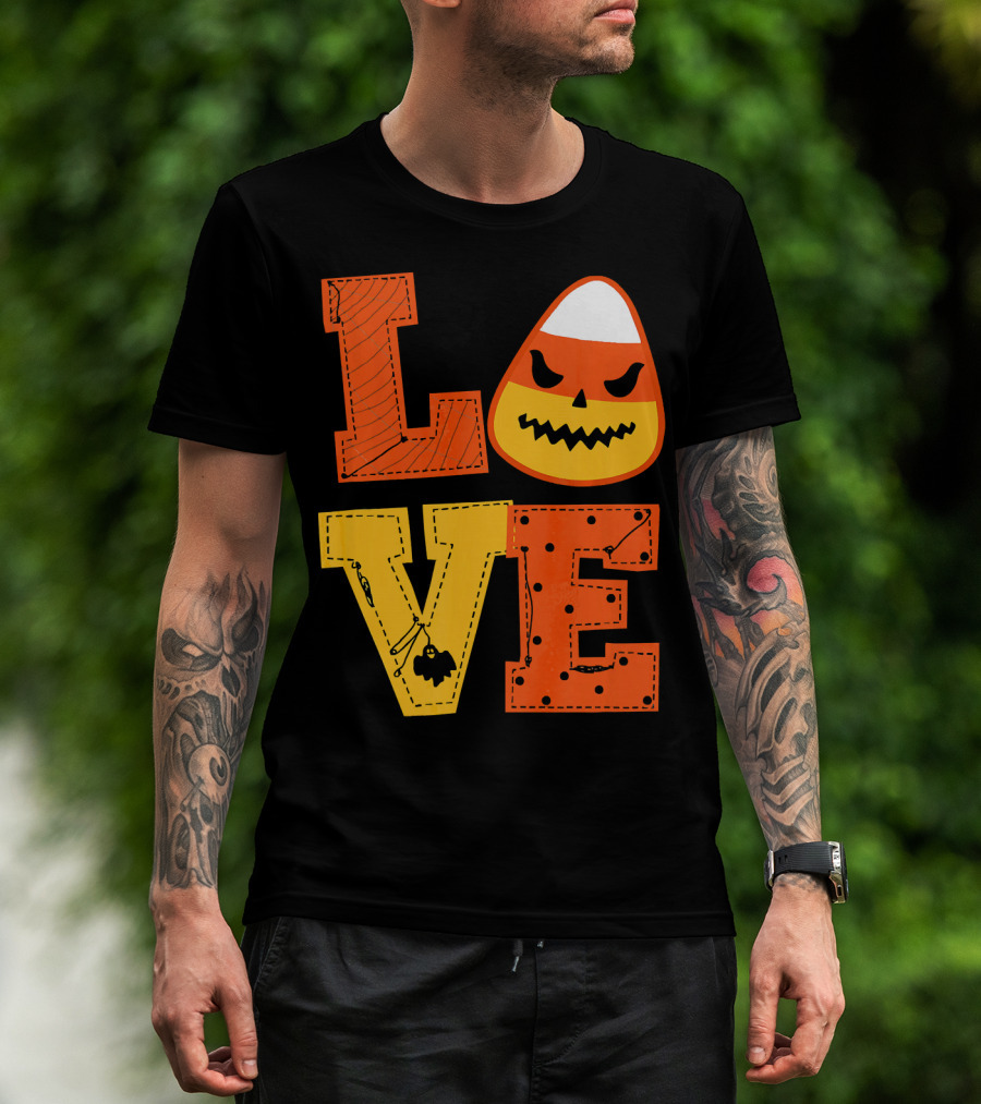 LOVE Candy Corn Halloween Pumpkin T-Shirt