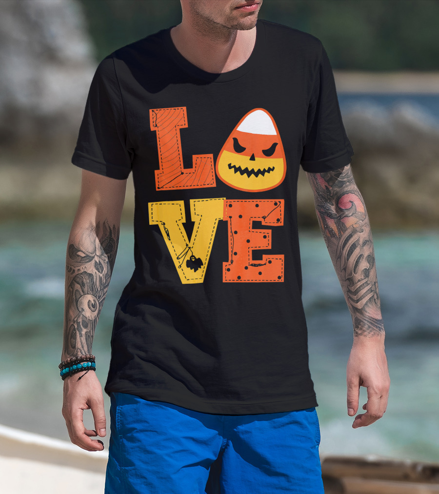 LOVE Candy Corn Halloween Pumpkin T-Shirt