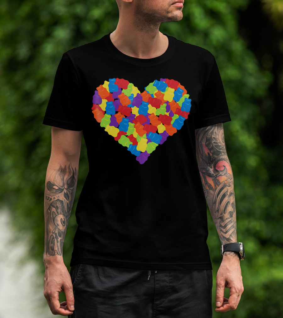 Multicolored Gummy Bears Heart Candy Chewing Bears T-Shirt