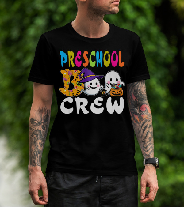 Preschool Boo Crew Halloween Ghosts Candy Wizard Hat T-Shirt