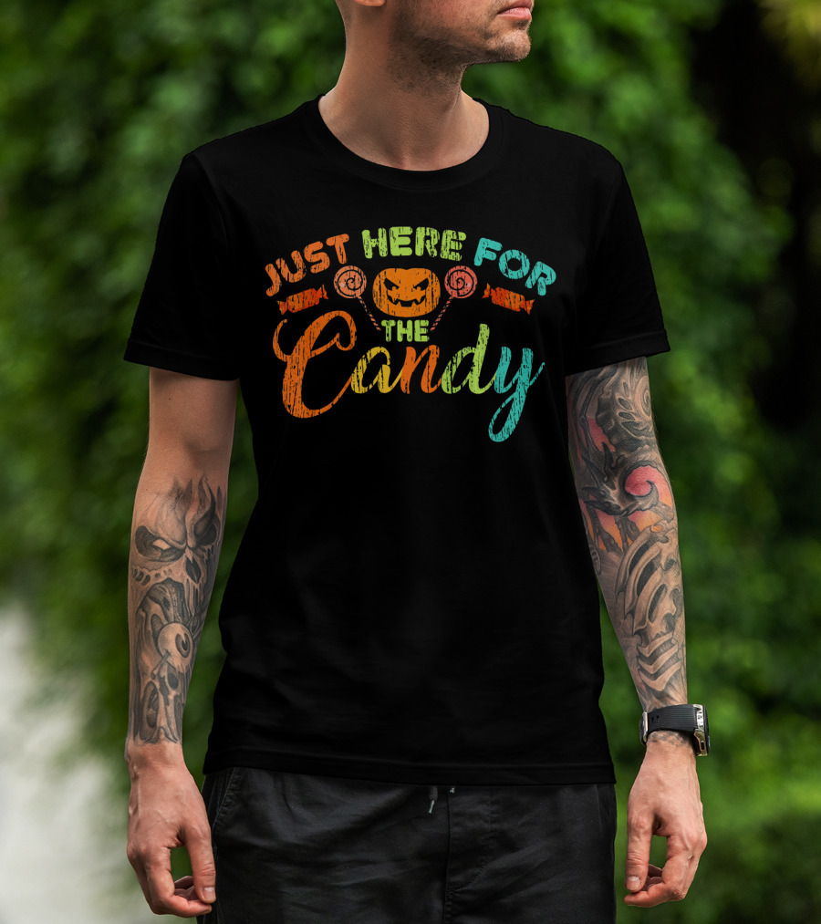 Just Here For The Candy Halloween Jack-O'-Lantern Lollipops T-Shirt