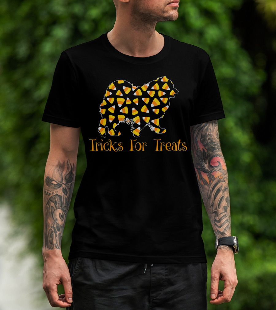 Tricks For Treats Candy Corn Samoyed Halloween T-Shirt