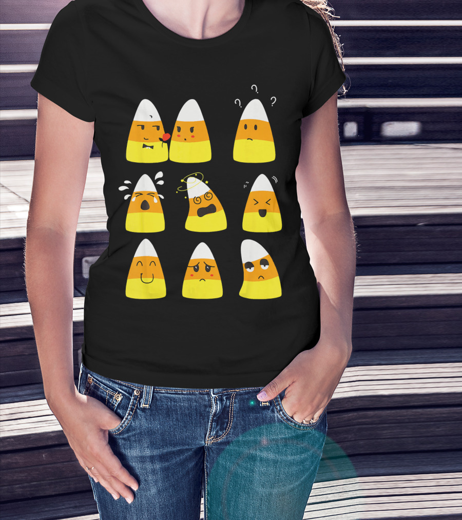 Candy Corn Emoticons Expressive Faces T-Shirt