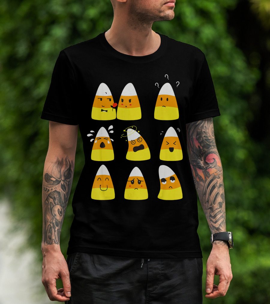 Candy Corn Emoticons Expressive Faces T-Shirt