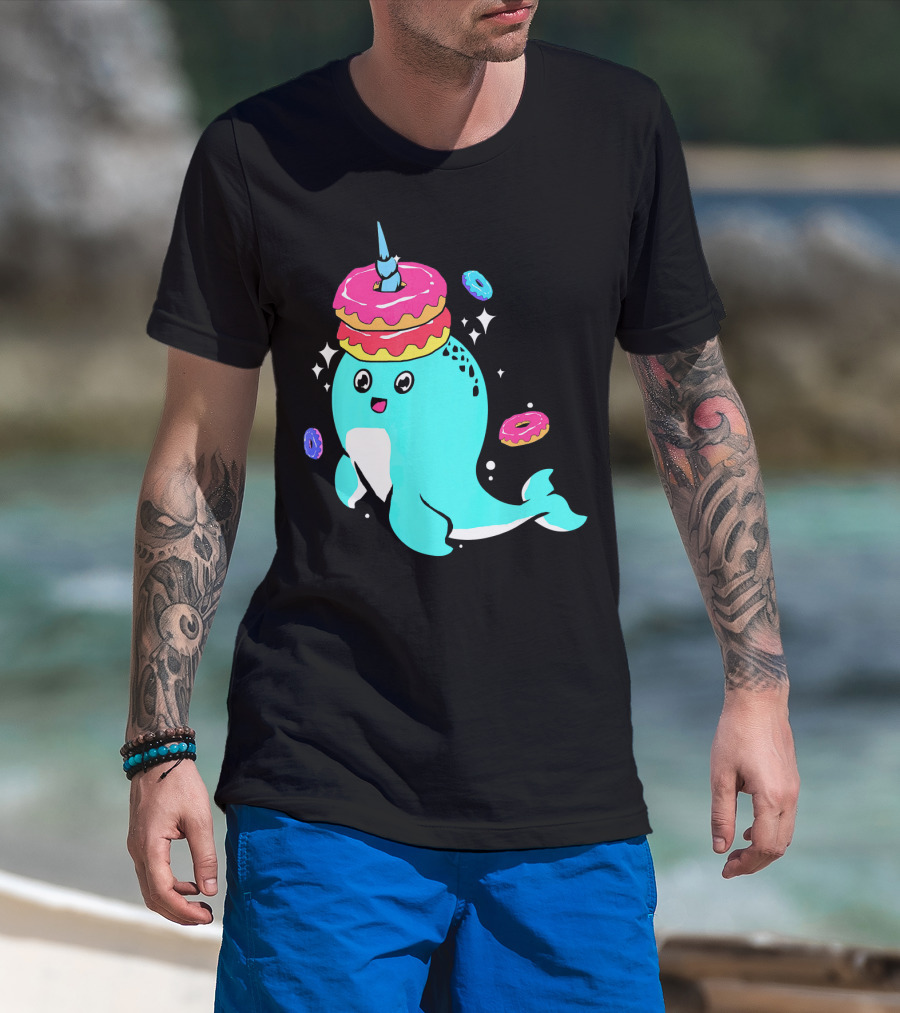 Narwhal Donut Candy Sprinkle Bakery Whale T-Shirt