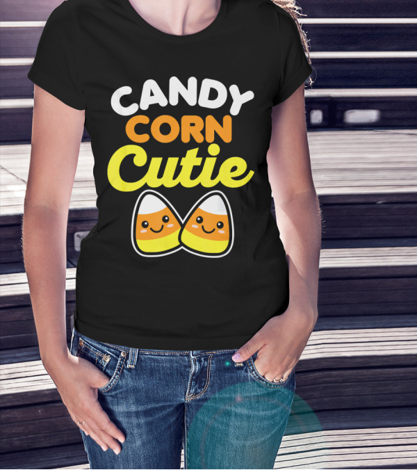 Candy Corn Cutie Halloween Smiling Kawaii Candy Corn Characters T-Shirt