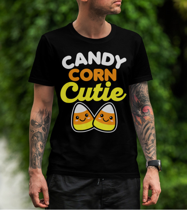 Candy Corn Cutie Halloween Smiling Kawaii Candy Corn Characters T-Shirt
