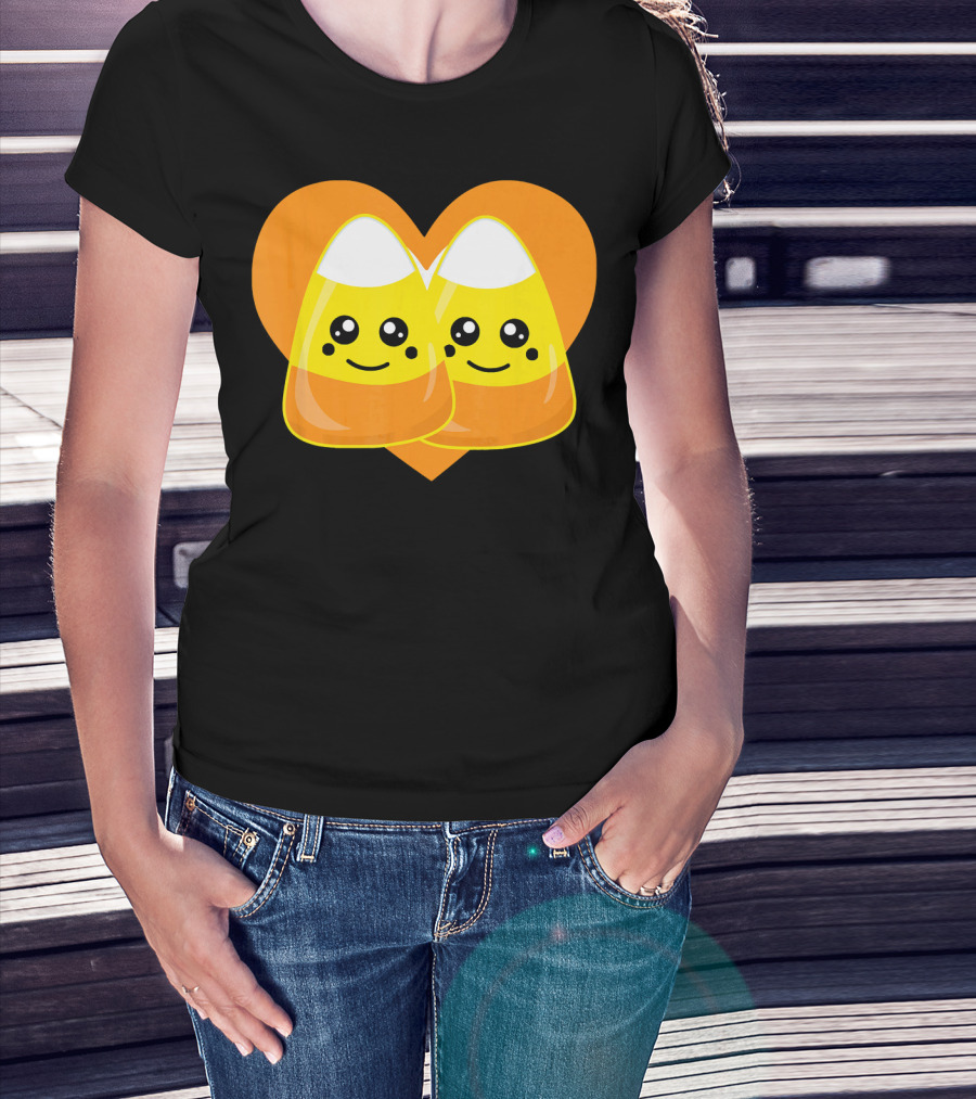 Love Candy Corn Cute Heart Kawaii Candy Corn Duo T-Shirt