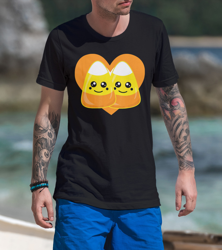 Love Candy Corn Cute Heart Kawaii Candy Corn Duo T-Shirt