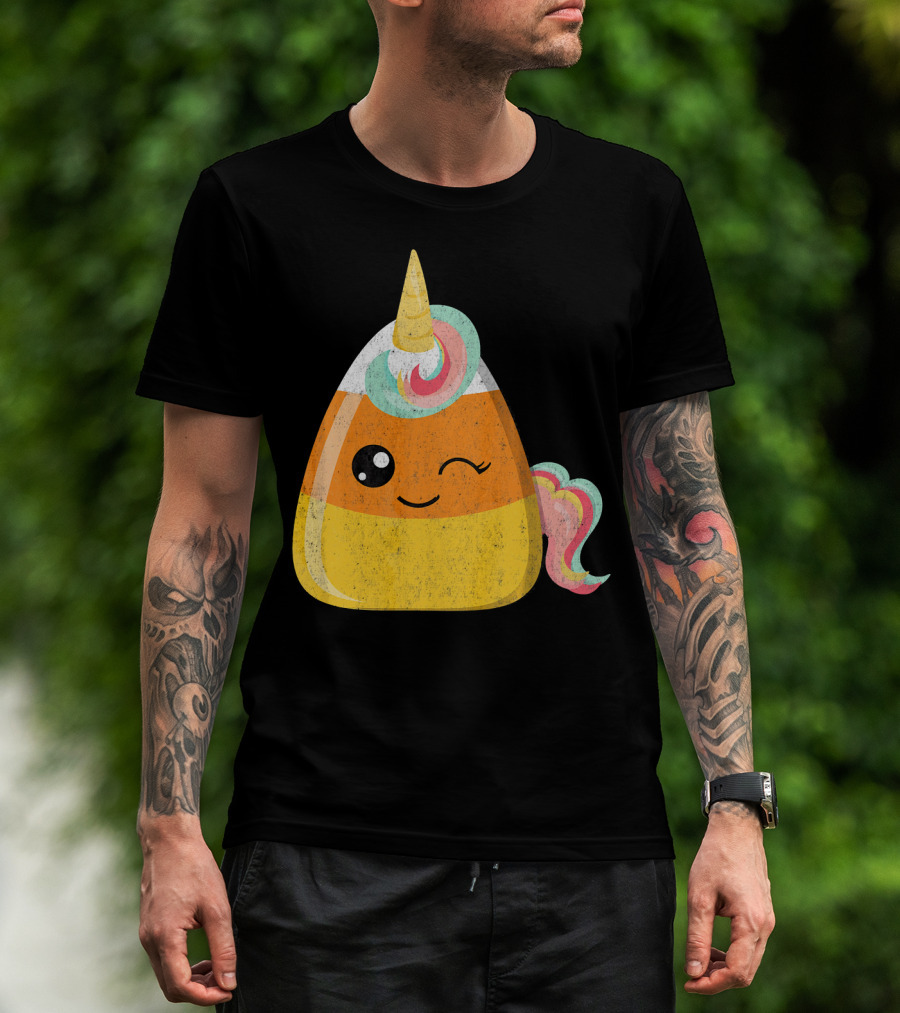Candy Corn Unicorn Funny Halloween Candicorn T-Shirt