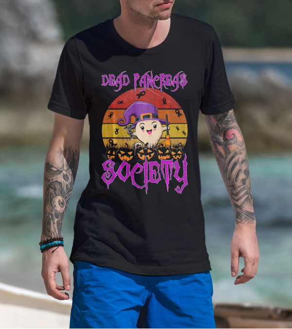 Dead Pancreas Society Halloween Pumpkin Witch Hat T-Shirt