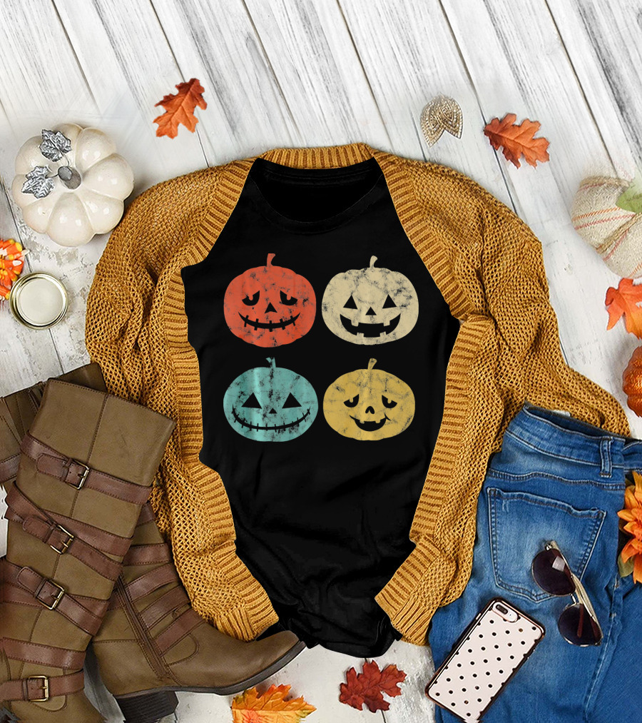 Vintage Pumpkin Funny Halloween Jack-O'-Lanterns T-Shirt