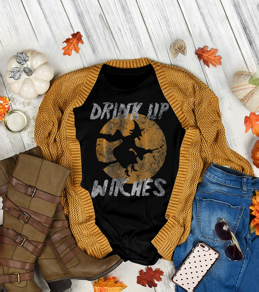Drink Up Witches Vintage Halloween Moon T-Shirt
