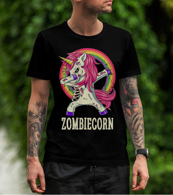 Zombiecorn Dab Dance Unicorn With Rainbow T-Shirt