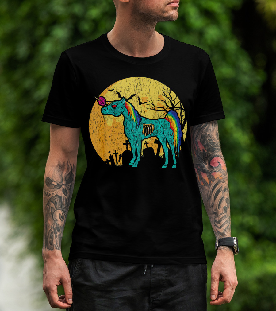 Zombie Unicorn Zombicorn Graveyard Night T-Shirt