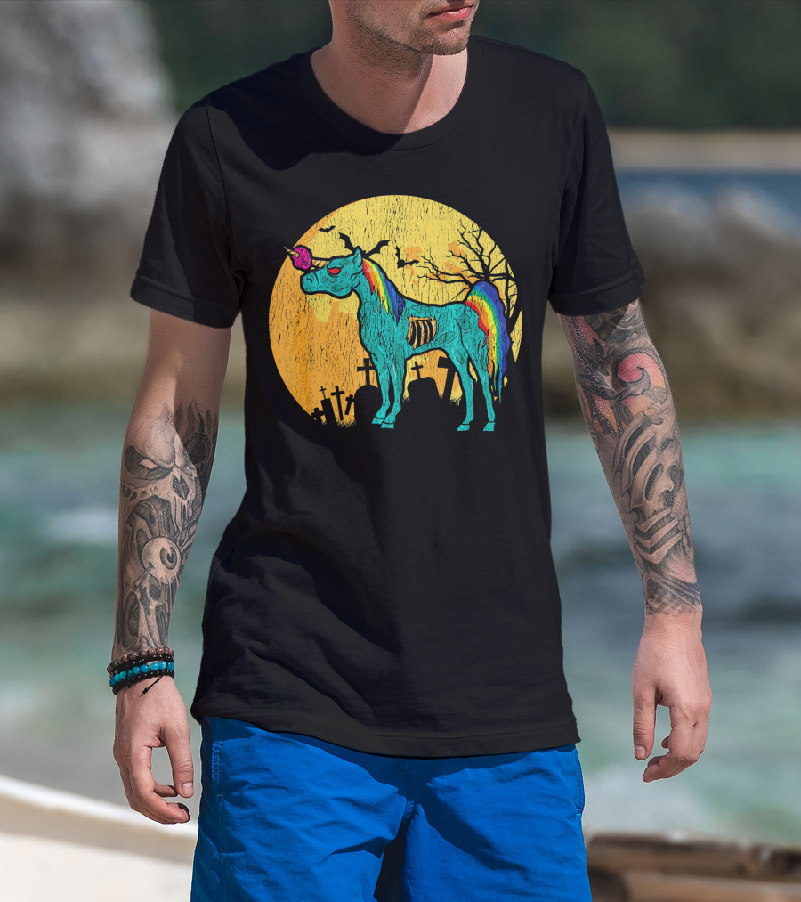 Zombie Unicorn Zombicorn Graveyard Night T-Shirt