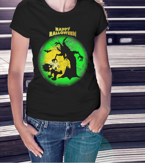 Happy Halloween Spooky Tree And Bat T-Shirt