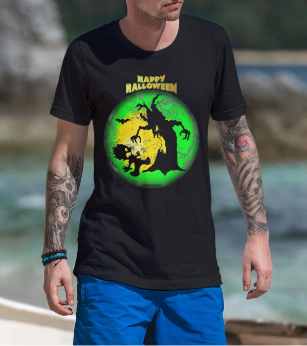Happy Halloween Spooky Tree And Bat T-Shirt
