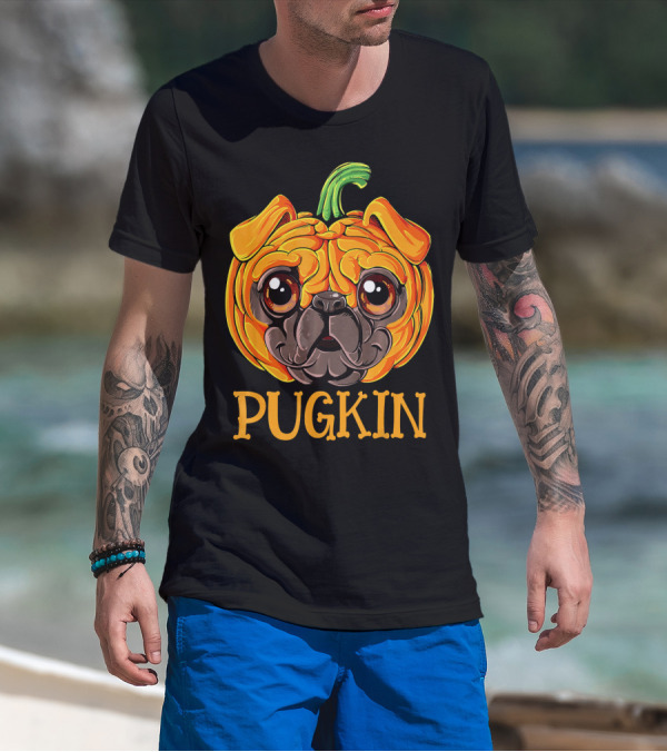 Pugkin Pug Pumpkin Halloween T-Shirt