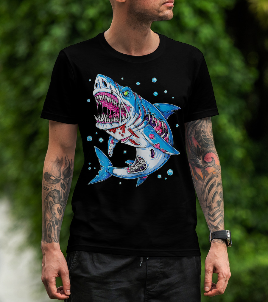 Jawsome Shark Zombie Halloween Zombies Attack T-Shirt