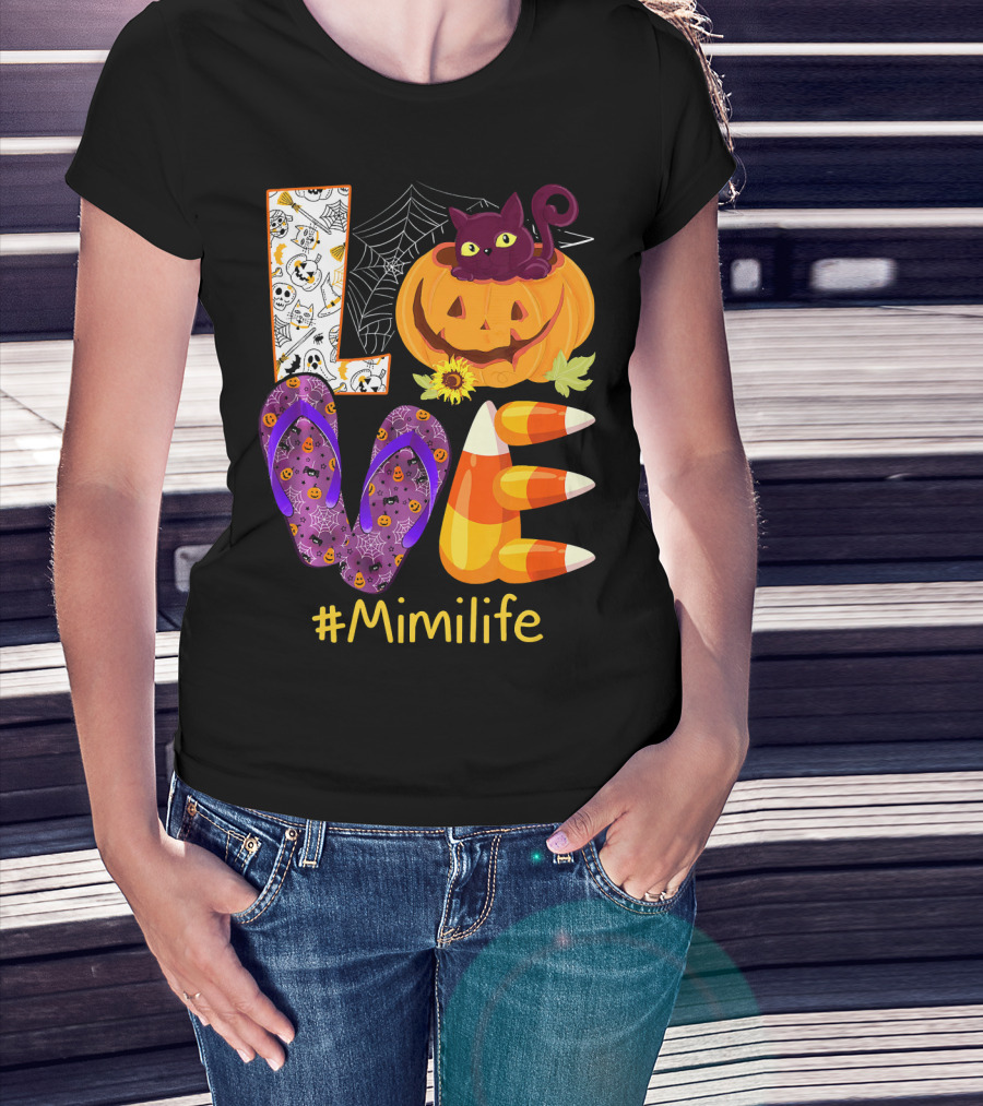 Love Pumpkin Cat Flip Flops #Mimilife T-Shirt