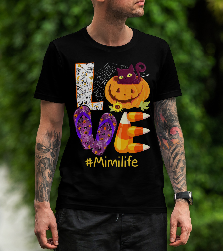 Love Pumpkin Cat Flip Flops #Mimilife T-Shirt