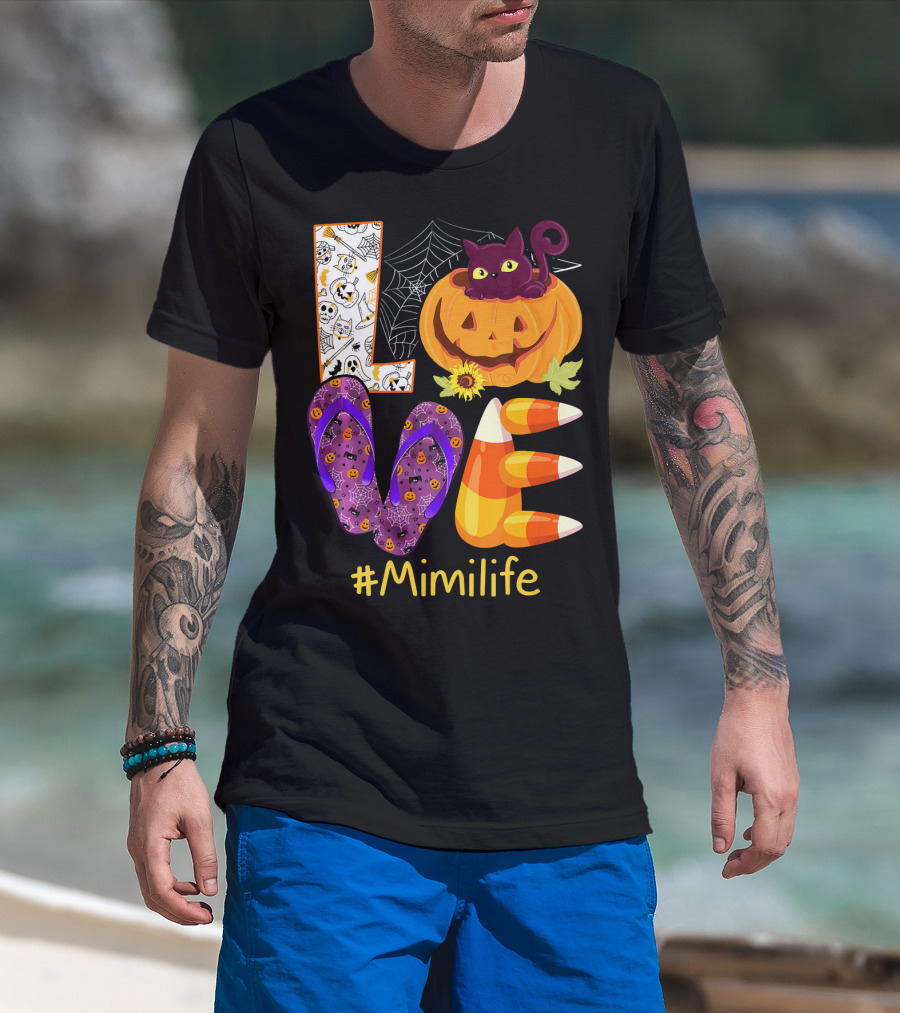 Love Pumpkin Cat Flip Flops #Mimilife T-Shirt
