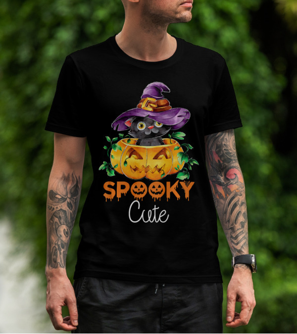 Spooky Cute Halloween Kitten In Pumpkin T-Shirt