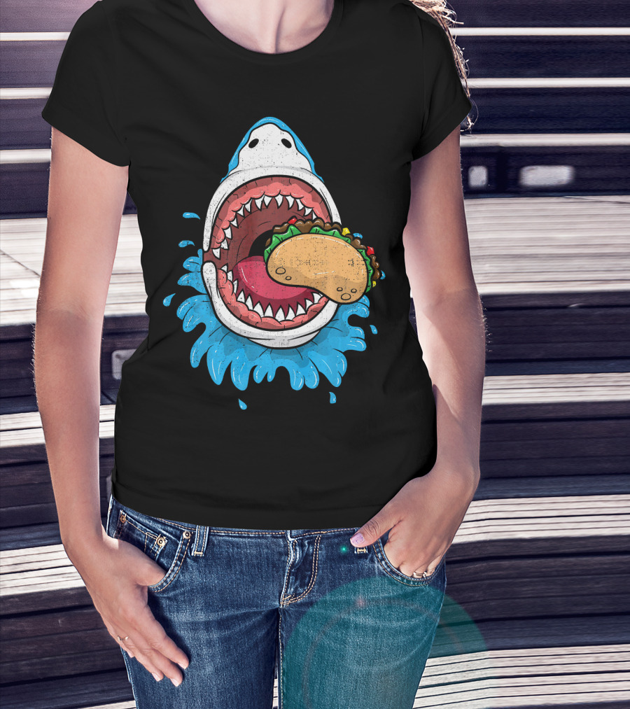 Halloween Shark Eating Taco Mexica Splash T-Shirt