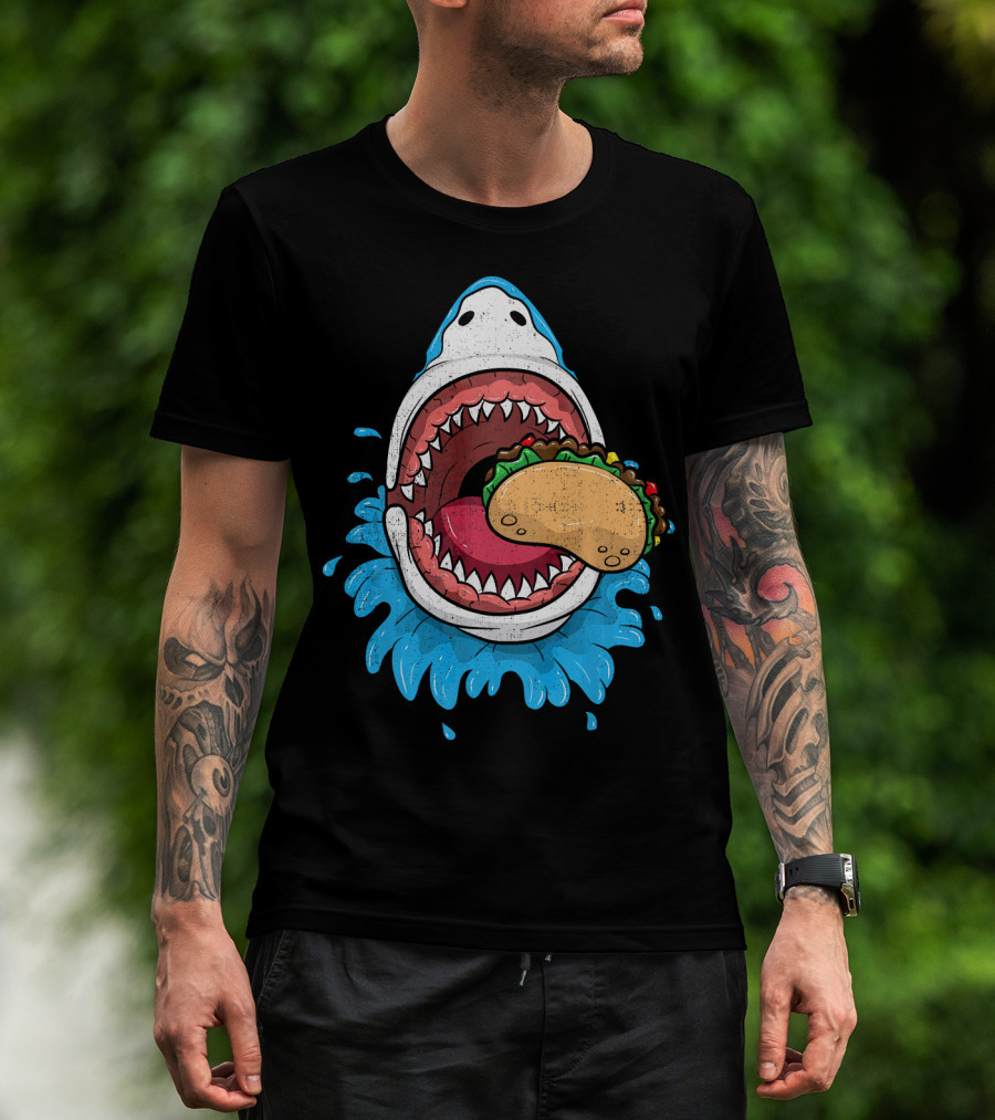 Halloween Shark Eating Taco Mexica Splash T-Shirt