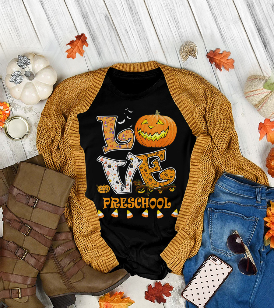 Halloween Pumpkin Love Preschool Candy Corn T-Shirt