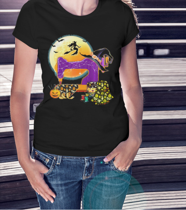 Halloween Sewing Machine Witch Spooky Love T-Shirt